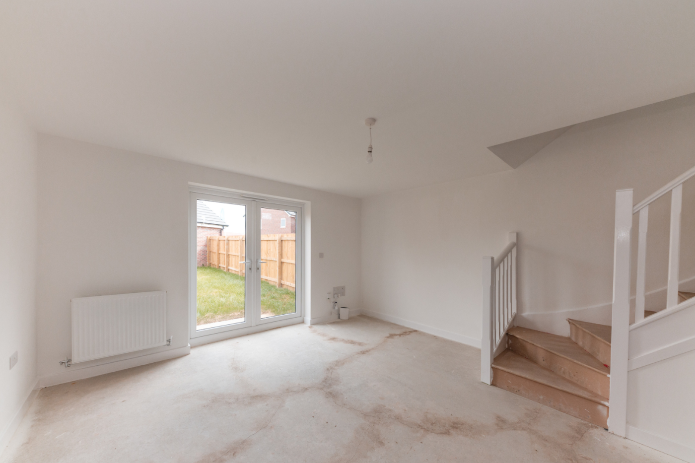 living room with stairs