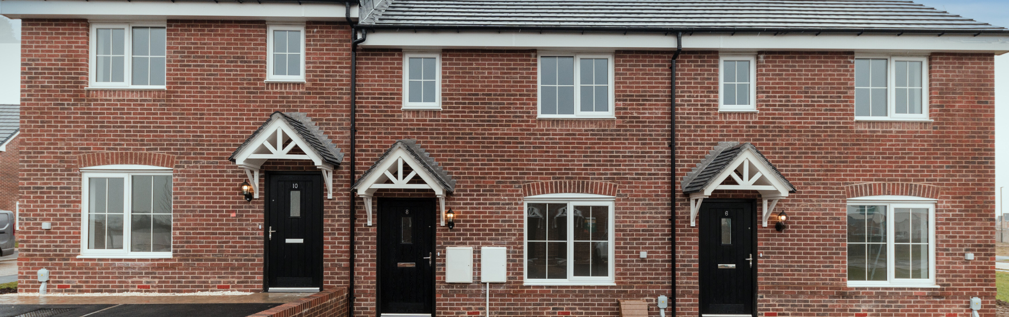 A terrace of new build homes