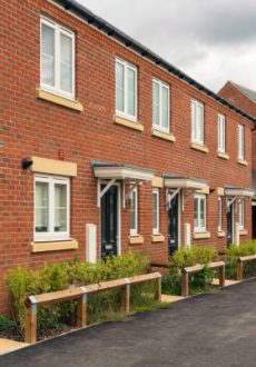 A street with houses on it.