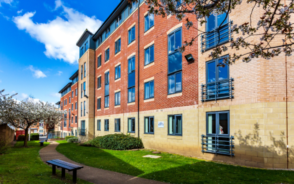 A block of flats in the sunshine